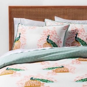 Reversible Peacock Duvet Cover With Pillow Sham